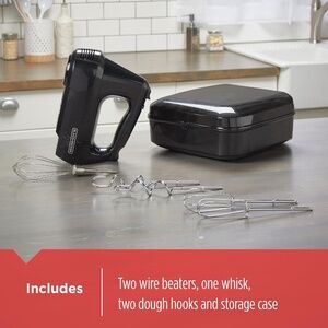 BLACK+DECKER 6 Speed Hand Mixer with 5 Attachments & Storage Case,